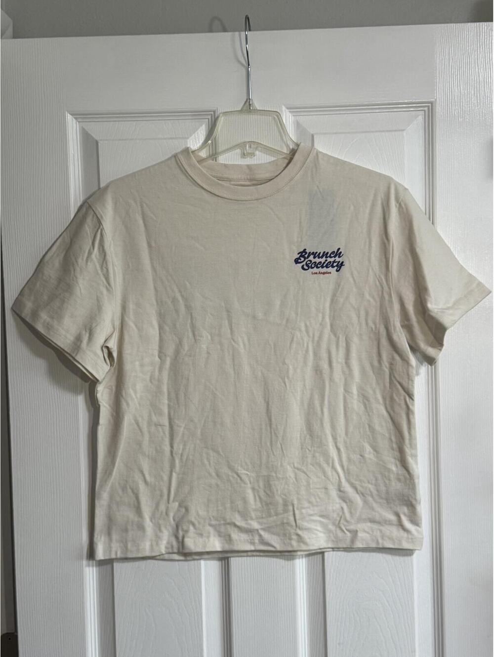 Brunch Society Beige Graphic Tee – Size S, NWT